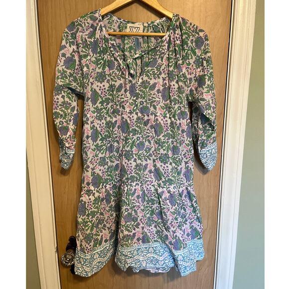 SZ Blockprints Priya Dress Cotton Floral Boho Cottage Coastal - Picture 2 of 5